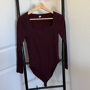 Old Navy Maroon Square Neck Bodysuit